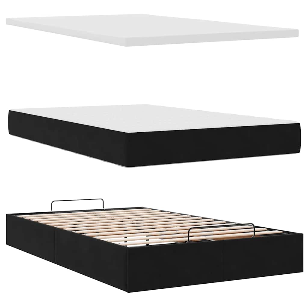 Ottoman Bed with Mattress Black 120x190 cm Velvet