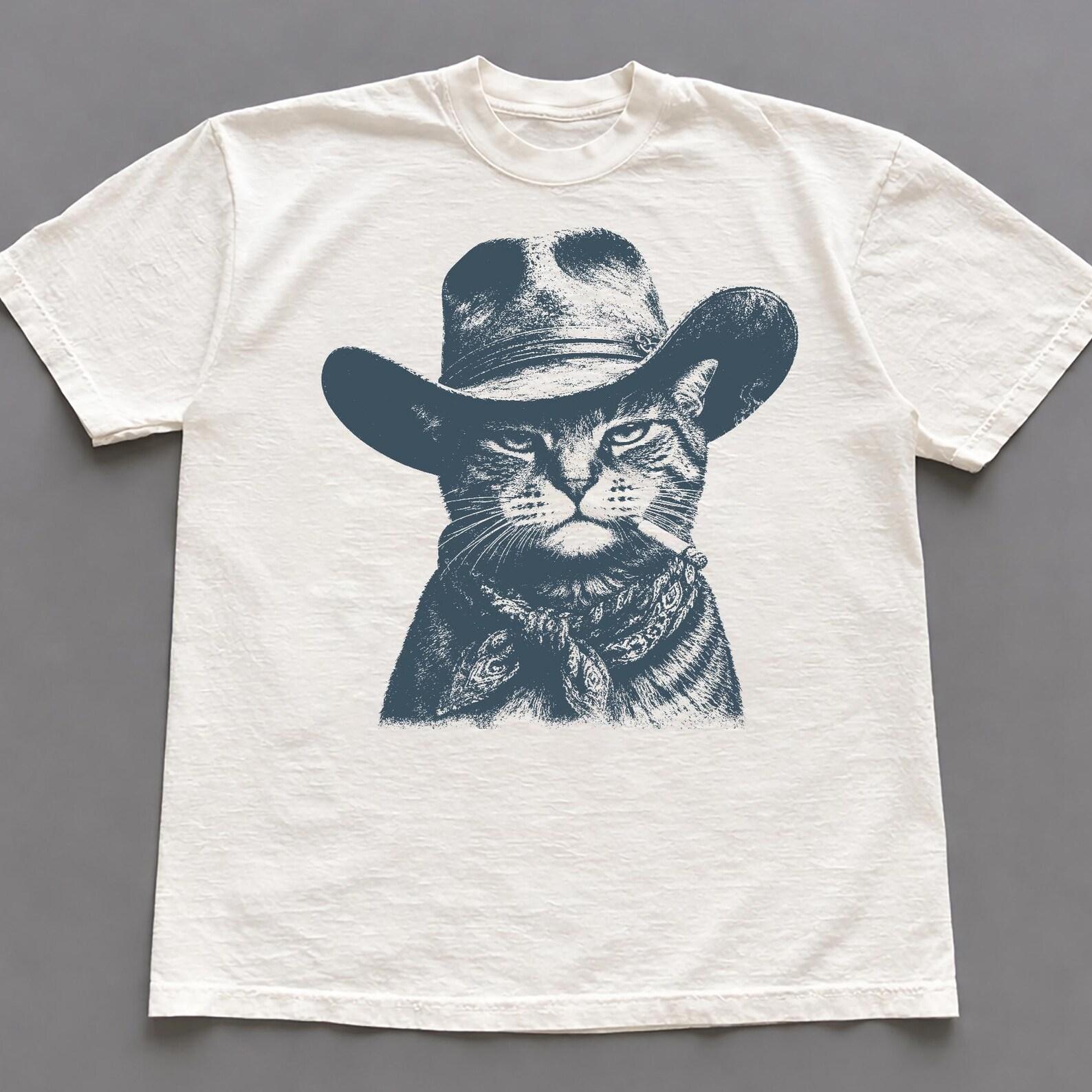 Cowboy Cat Shirt, Funny Western Cat Graphic Tee, Vintage Meowdy Partner Meme Apparel, Retro Cat Lover Gift, Yeehaw Outfit, Cat Meme Shirt S