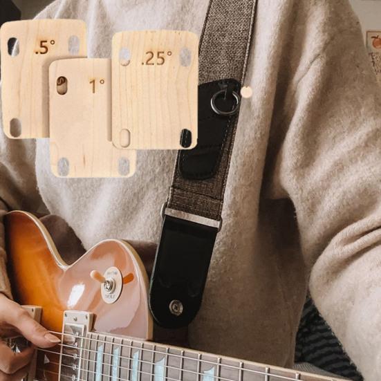 3 Stück Gitarrenhals-Unterlegscheiben, Massivholz-Halsplatte für angeschraubte Halsbefestigung, 0,25/0,5/1 Grad Gitarrenhalsplatten-Werkzeug für die Reparatur des Gitarren-Bass-Halses