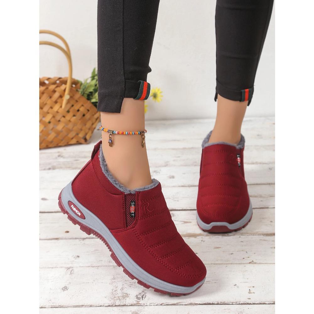 Zapatos de mujer, zapatillas deportivas de mujer, botas de forro polar y engrosadas, botas de nieve ligeras para mujer con suela blanda