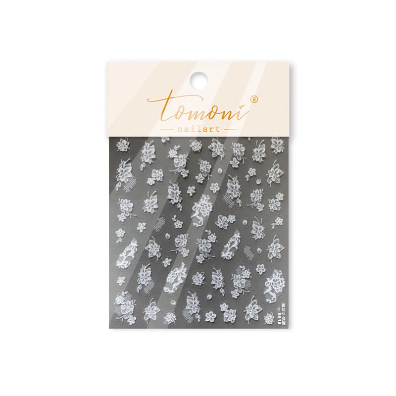 Tomoni & Moshitsu Embossed Ballet Style Nail Art Stickers – Lace Bow Decoration