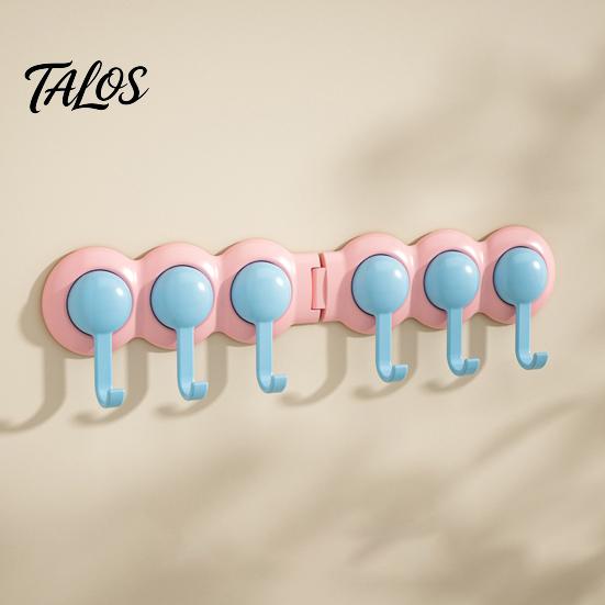 Heavy Duty Adhesive Hooks Punch-Free Wall Hook Rack, Self Multi-Hook Organizer, Waterproof Room Organization Hangers 180 Degree Rotating Storage