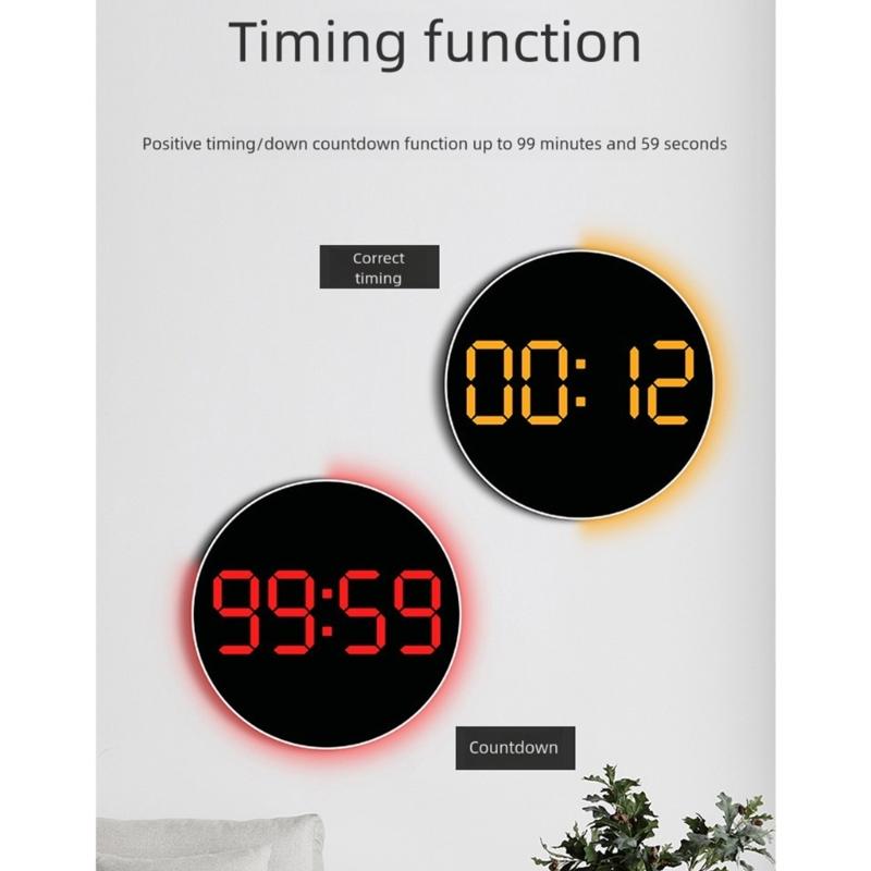 LED Wall Clock With Large Font Temperature Time Function