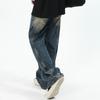 JYL Men's Wide-Leg Jeans Heavy Patchwork  American High-Street Draped Denim