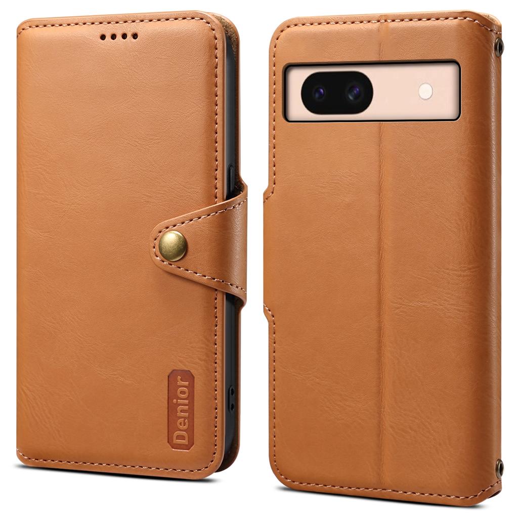 DENIOR For Google Pixel 8a Protective Case Cowhide Texture Leather Phone Cover