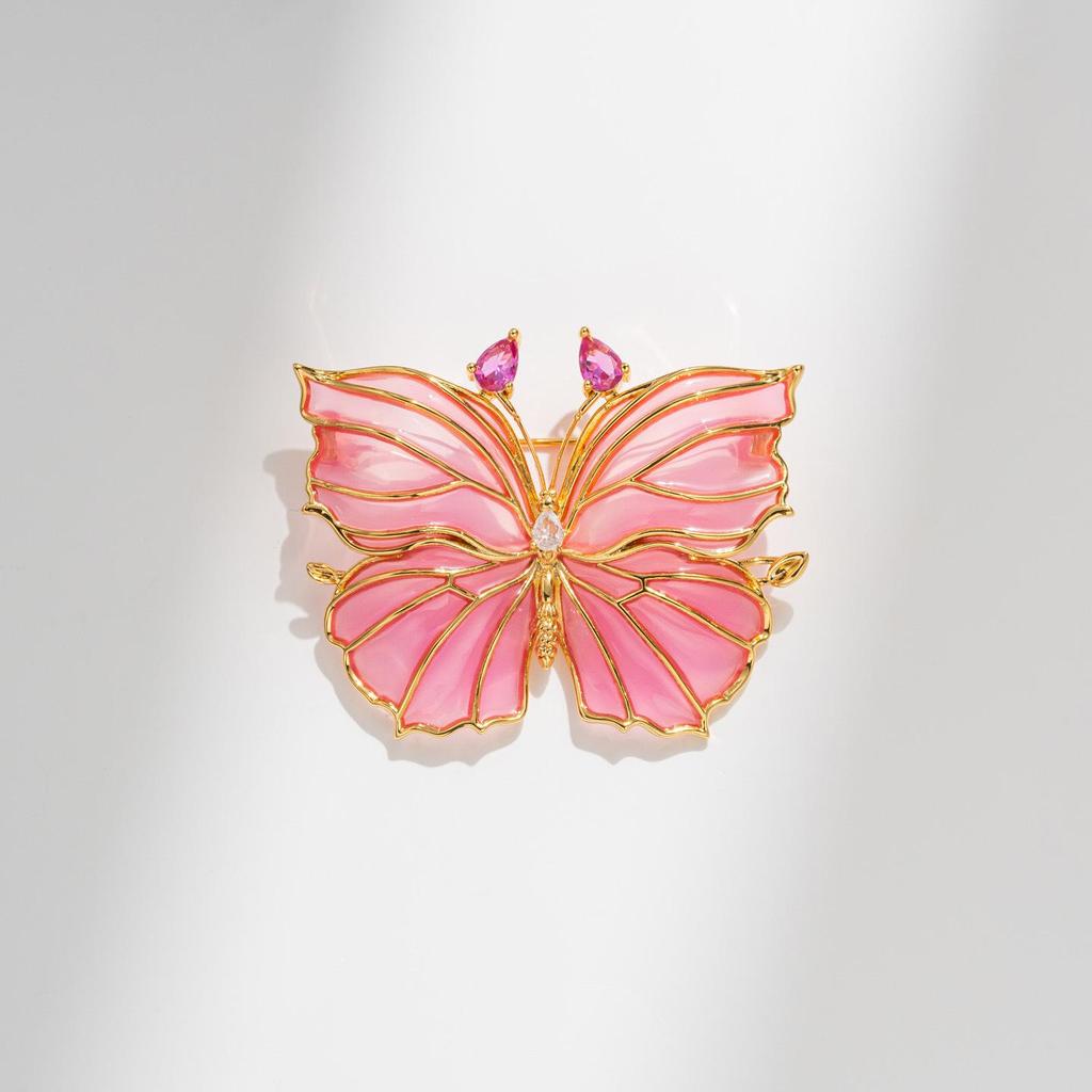 Retro Crystal Butterfly Brooch Pendant by Bo Xin Yun - Two-in-One Original Design