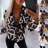 BITCED Women's Autumn Long Sleeve Simple Sexy V-Neck Printed Ladies Shirt Blouse