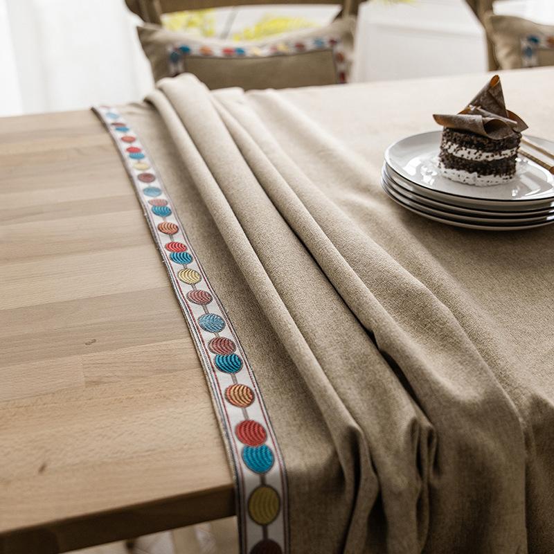Solid Color Nordic Ins Tablecloth Tablecloth Jacquard Red Imitation Cotton And Linen Christmas Amazon Spot Polyester Cotton Ins Wind