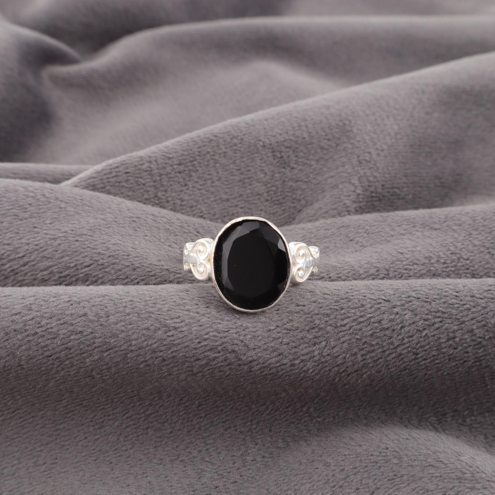 

Dainty Black Onyx Gemstone925 Sterling Silver Jewelry Handmade Ring Gift For Mom RR-66-6 13