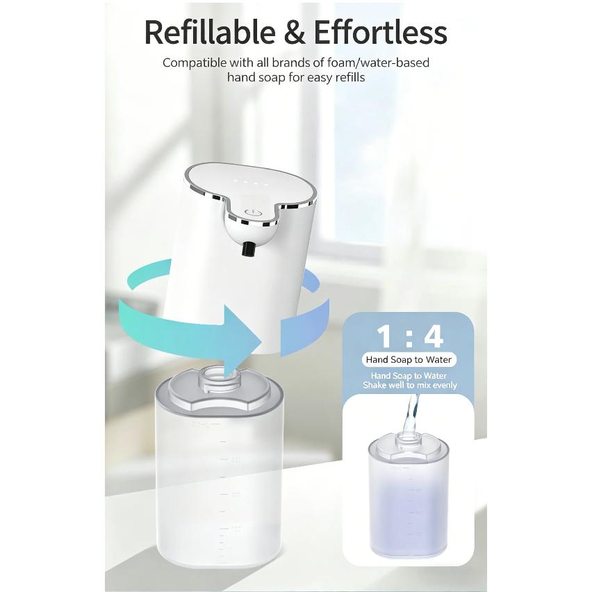 Automatic Foam Soap Dispenser Touchless USB Rechargeable Smart Infrared Sensor Wall Mount Countertop For Bathroom Kitchen Home