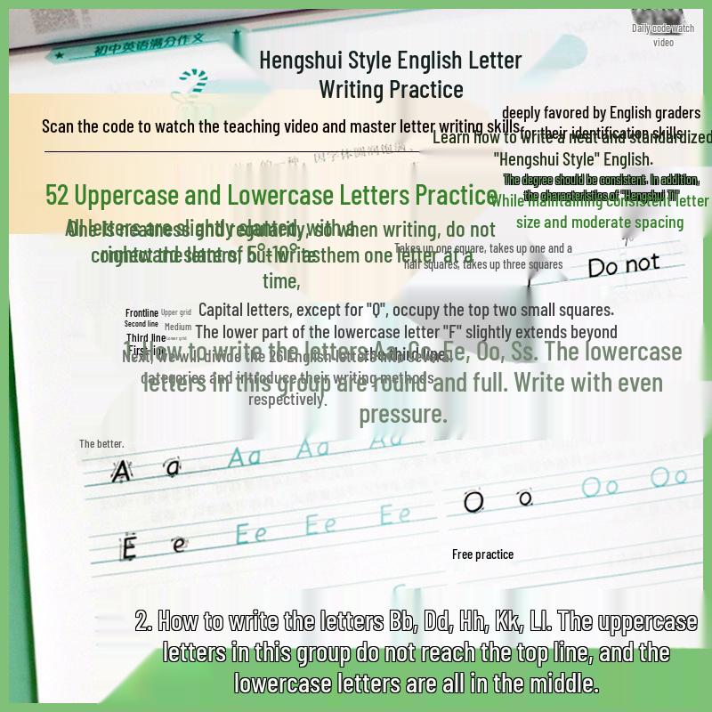 Huaxia English Calligraphy Practice Sheets: Junior High Composition & Full Score Writing, Hengshui Style.