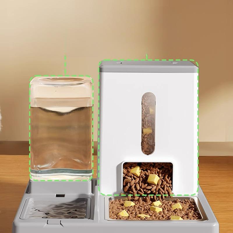 Cat Bowl  Cat Food Bowl  Pet Stainless Steel Double Bowl Automatic Waterer Feeder  Dog Bowl  Dog Bowl and Drinking Water All-in-one Product