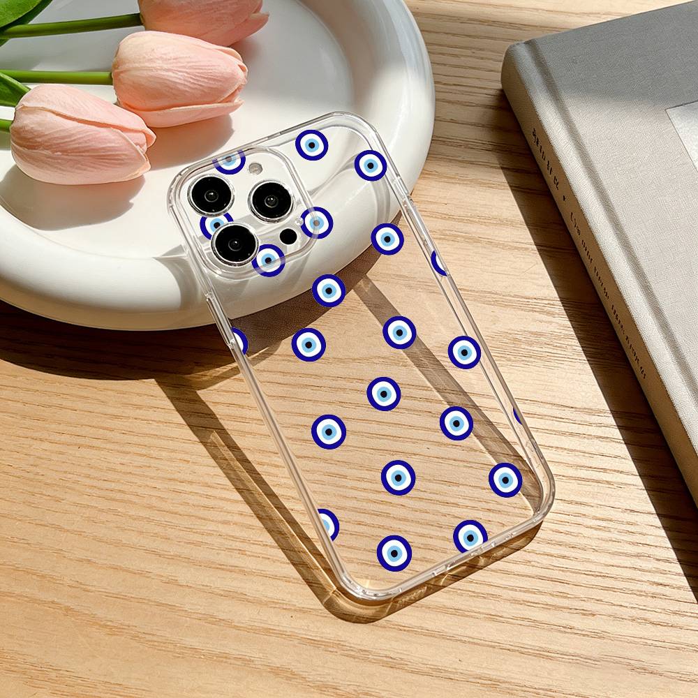 Blue Minimalist Print Phone Case For iPhone 17 16 15 14 13 12 11 Mini Pro Max Plus Transparent Cover