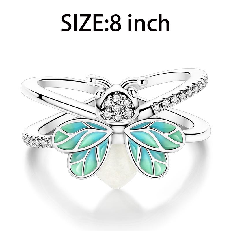Original Copper Luminous Firefly Charm Earring Ring Necklace Jewelry Set For Woman Fit Jewelry Diy