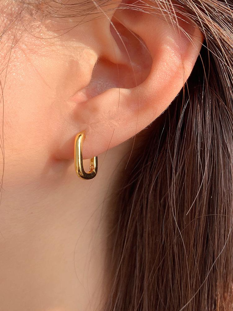 French U-Shaped Hoop Earrings, 925 Sterling Silver, Women's Cold Style, Simple Retro Ear Cuffs, Fashion Trend