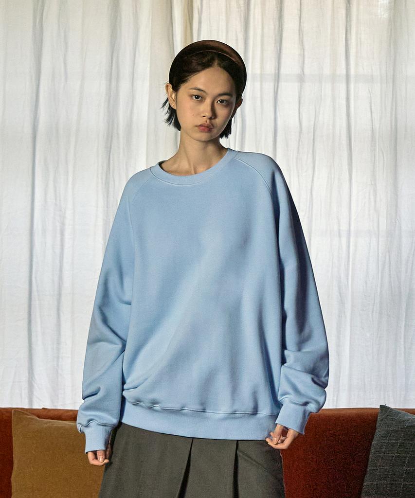 MINIMALPROJECT Signature Peach Skin Raglan Brushed Sweatshirt Mmt137 [Sky]