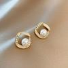 Large Retro 925 Pearl Earrings with Niche Ear Buckles for Women