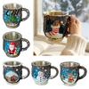 Festive Hot Beverage Container Christmas Themed Coffee Mug, 3D Santa Claus/Snowhouse/Reindeer/Socks/Christmas Tree/Snowman Design, Durable Party Drink