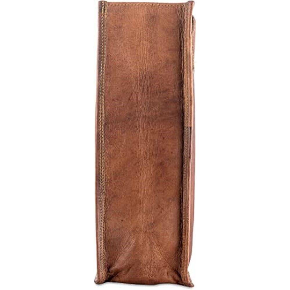 14X14 Inch Large Real Goat Leather Shoulder Bag Tote Shopping Brown Women's