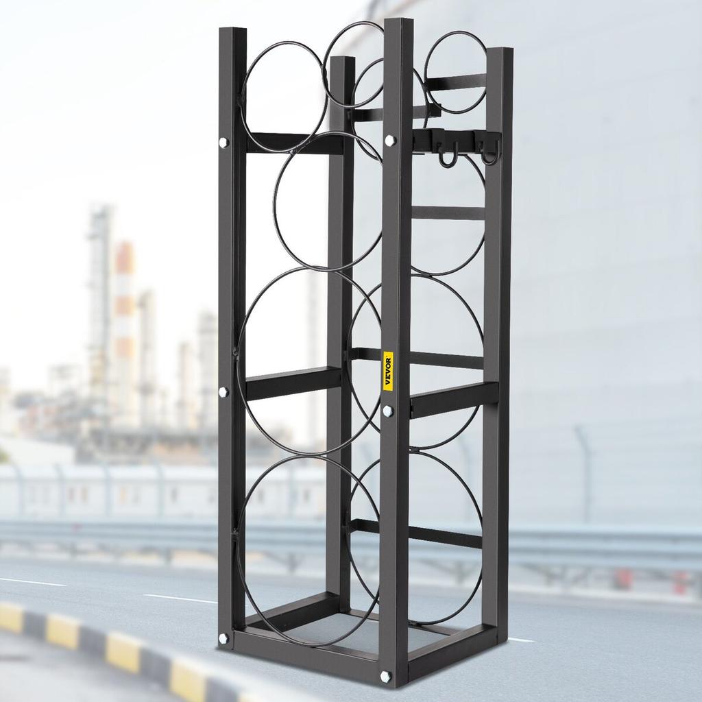 Refrigerant Tank Rack Cylinder Tank Rack with 2-30lb and 3 Small Bottles