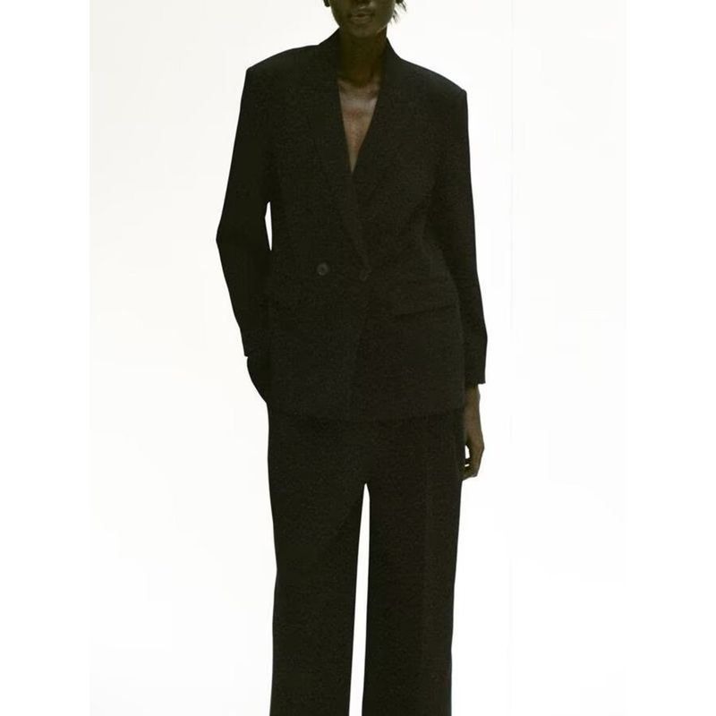 Za2025 Spring New Women's Clothing All-Matching Turn-down Collar Long Sleeve Loose Double Breasted Suit Outwear 8769901 800