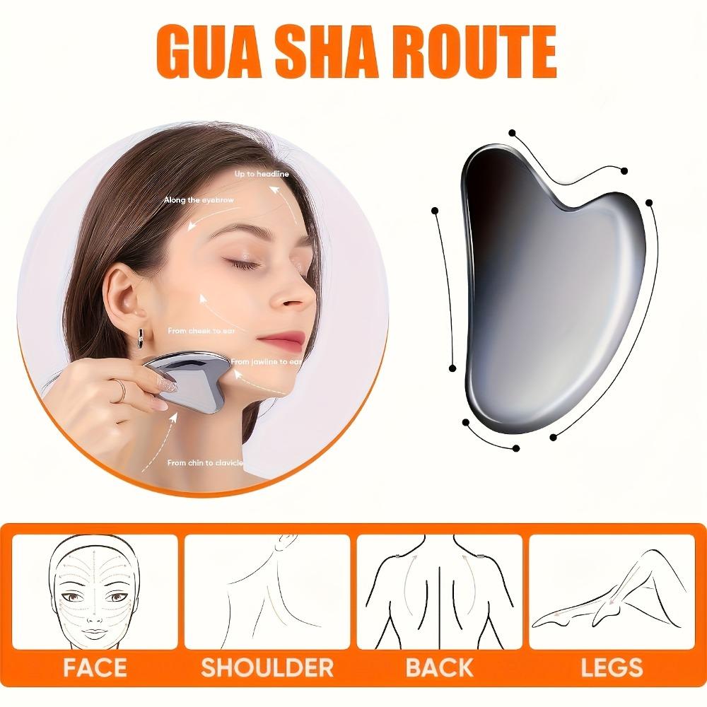 Thick Stainless Steel Dolphin Gua Sha Facial Tool Battery-Free Eye & Face Massage Board for Deep Tissue Pressure