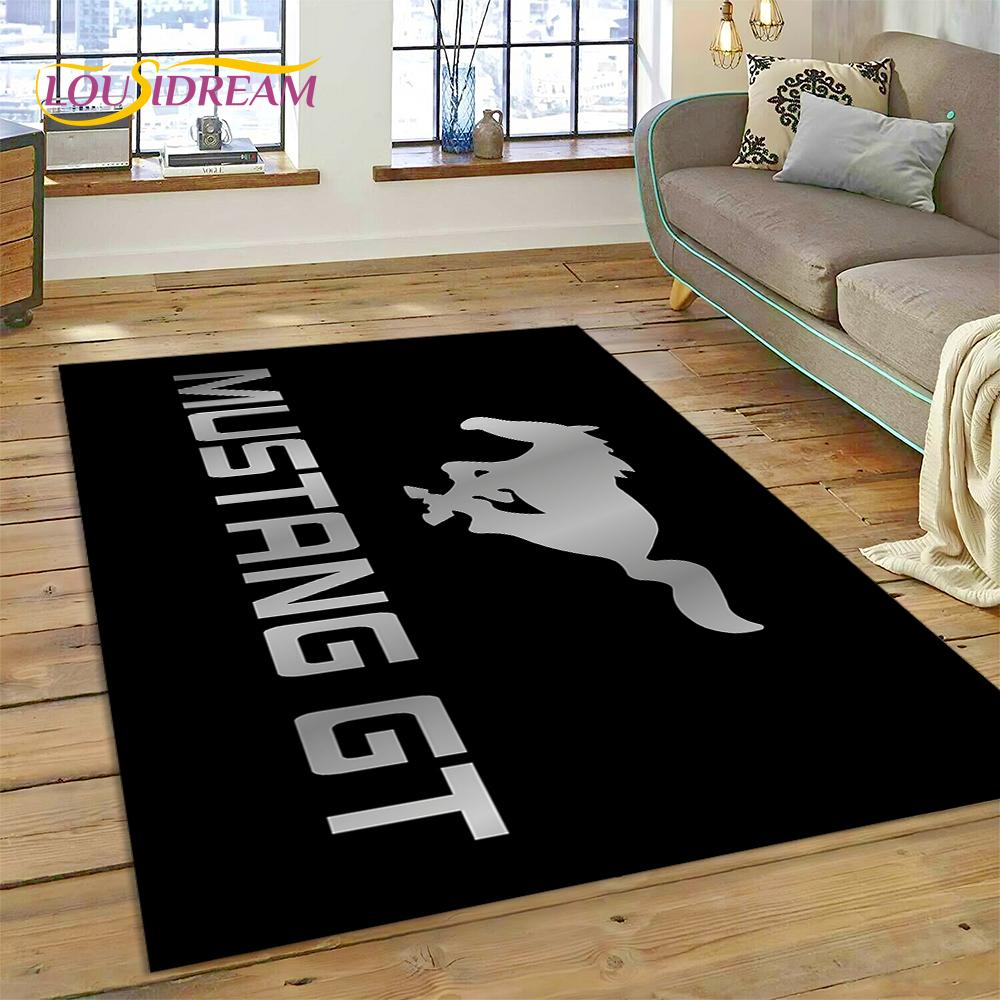Classics 3D F-Ford GTR Mustang Car Rug Carpet for Living Room Bedroom Home Decor,Floor Mat Non-slip Decoration for Sofa Doormat