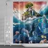 Marine Animal Tropical Fish Seahorse Shower Curtain Blue Ocean Children'S Bathtub Shower Curtain Polyester Fabric With Hook