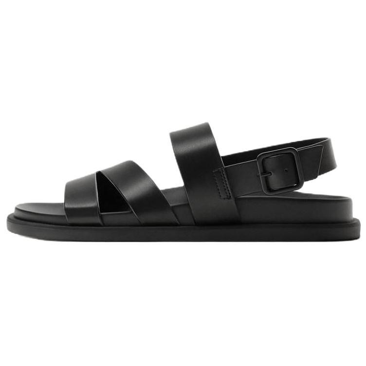 Zara Pu Comfortable Casual Versatile One Strap Sandals Men Sandals Black 2708620800