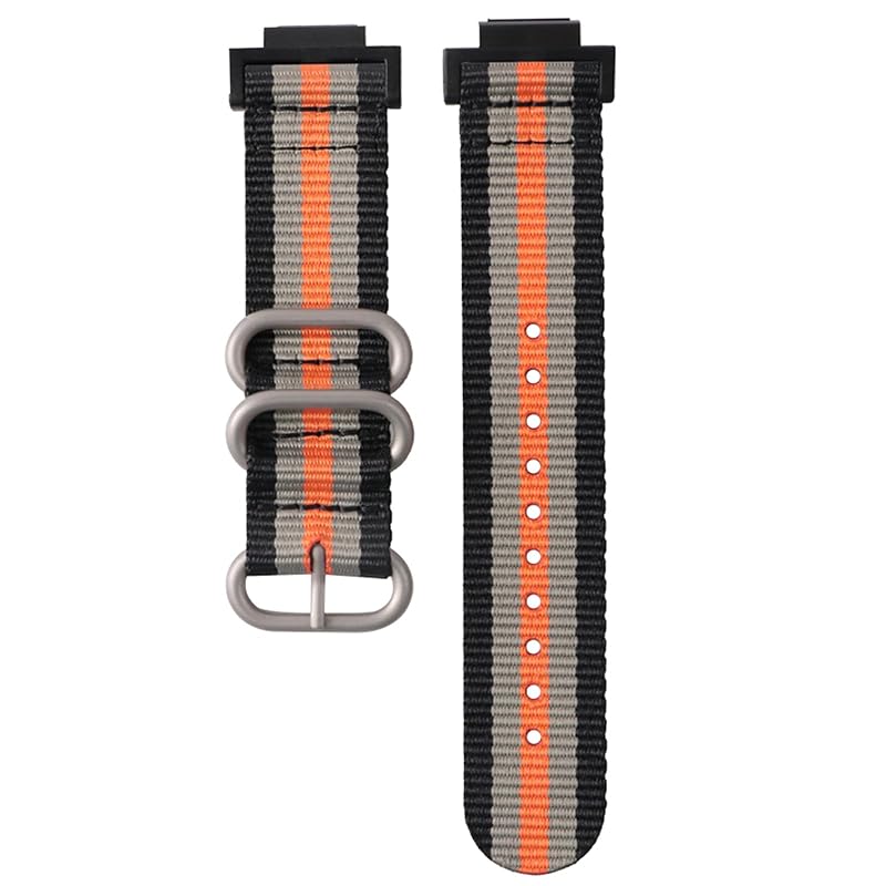 

[SQHYWJ] Replacement watch band for Casio G-SHOCK series nylon canvas material unisex GA-110 (silver buckle) black, gray orange)