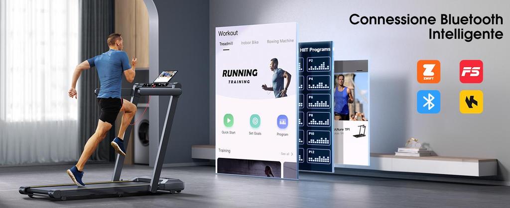 Treadmill TP1 Folding Electric Rolling Mat 16 km/h, Dual LED Display, Cardiometer, APP and Remote Control, Walking and Running Machine for Indoor.