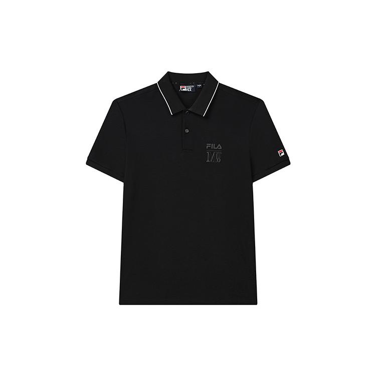 FILA Polo Shirts Men s Jet Black Polo Collar Moderate Straight Fit F11M238105FBK XL