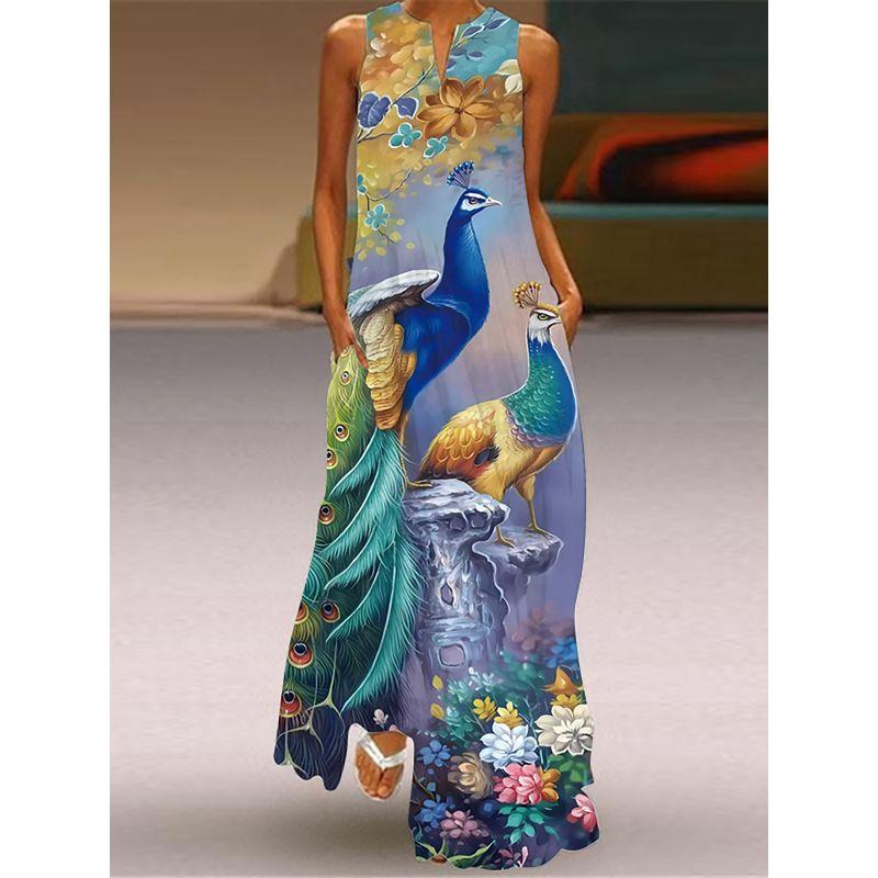 Dress Women Summer Print Long Beach Holiday Loose 3D Skirt