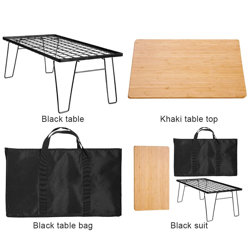 Camping Lightweight Table with Table Board & Bag Portable Cooking Net Table Campfire Grill Table for Outdoor Barbecue