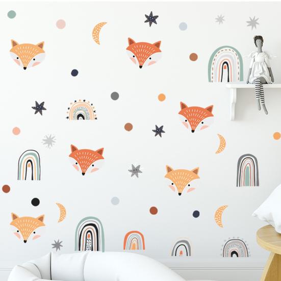 

Fox Pattern Wall Stickers Anti-deformed PVC Window Decoration Wall Decal Sticker for