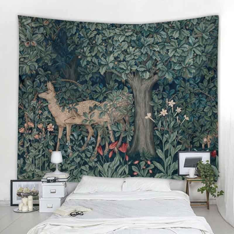 Tapestry William Morris greenery forest deer 75x100