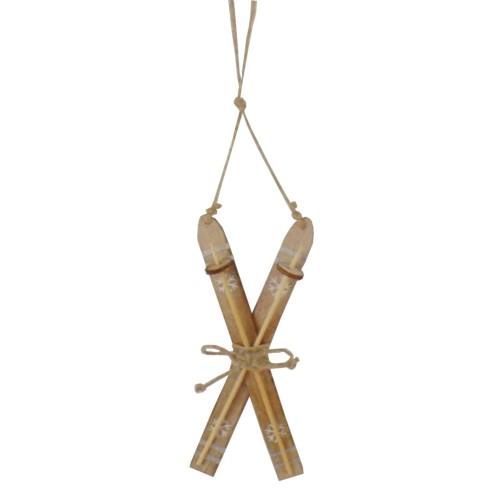 Hill Interiors Natural Wood Crossed Skis Christmas Decoration