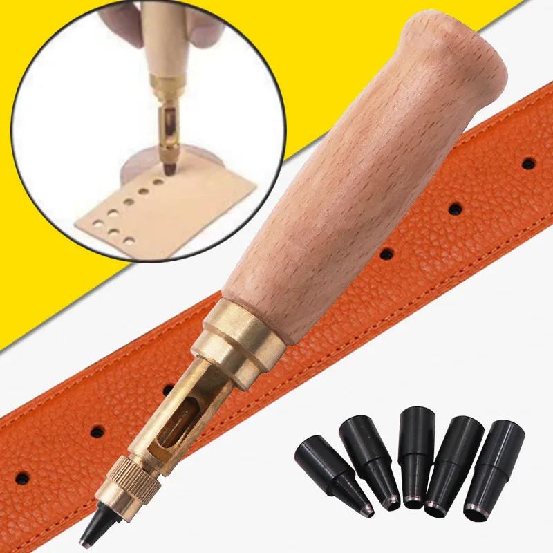 New DIY Leather Punch Rotary Perforator 6-piece Belt Punch Automatic Belt Punch Replaceable Multi-head Belt Perforator