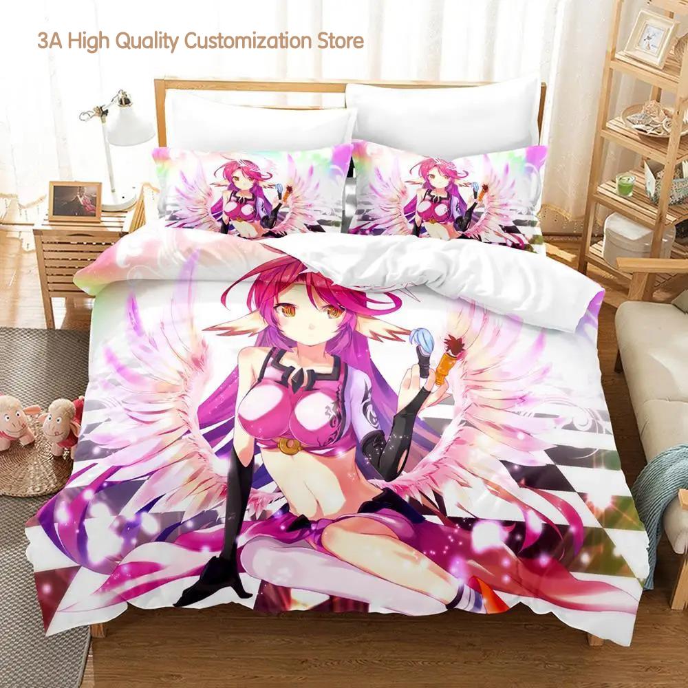 Comforter No Game No Life Bedding Set Cartoon Anime Three-Piece Set Adult Boys Bedroom S 3D Kawaii Girl