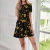 Women's Casual Fashion Round Neck Short Sleeve Print Short Dress