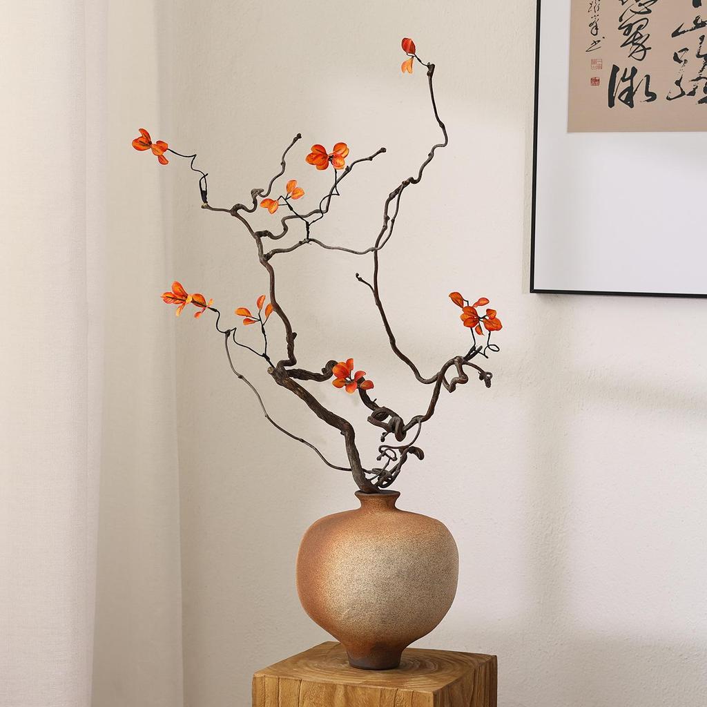 Zen Wabi-sabi Dried Flower Vase for Living Room or Hotel Decor with Dragon Jujube Branches