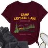 Summer New Womens Shortsleeved Tshirt Camp Crystal Lake Counselor Printed Loose Round Neck Casual Top with All Fashion Pullov