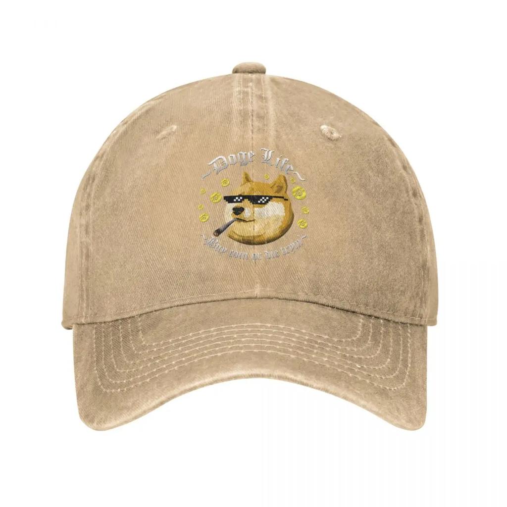 Doge Life Dogecoin Frühling Sommer Kappe Dad Baseballkappe Klassisch Bitcoin Krypto Btc Sonnenhut Denim Sport Kappe