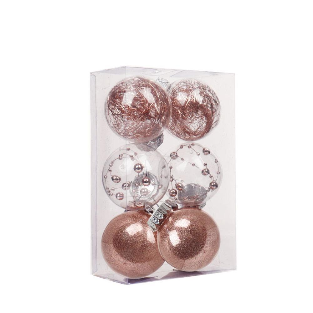 6Pcs/Box Electroplated Painted Ball Christmas Tree Ornament DIY Crafts Painted Plastic Christmas Gifts Boxes Pendant Pendant