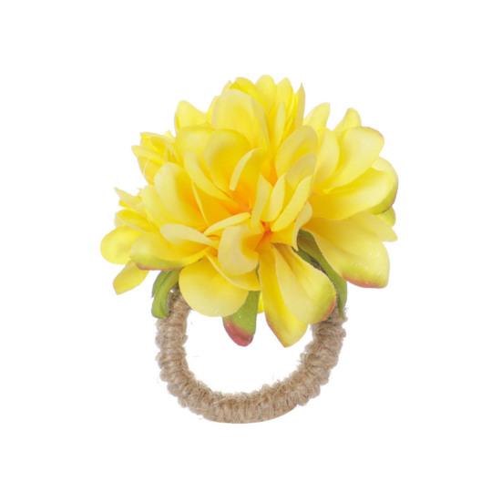 Artificial Flower Napkin Ring Farmhouse Rustic Jute Rope Dinner Napkin Holder Buckle Birthday Wedding Party Hotel Restaurant Table Decoration