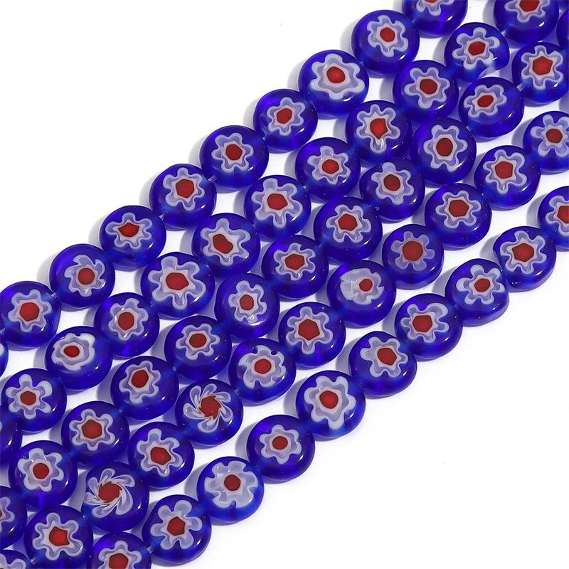 Thousand Flower Glazed Flat Beads for DIY Bracelets, Necklaces, and Earrings