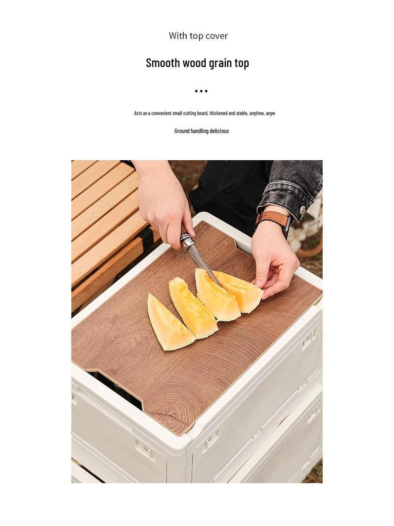 Faltbare Outdoor-Camping-Aufbewahrungsbox mit Holzdeckel