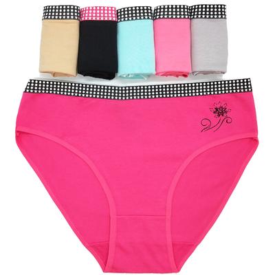 Slips en coton pour femmes, culottes Sexy mi-hauteur à imprimé de points, slips grande taille, sous-vêtements 6 pièces