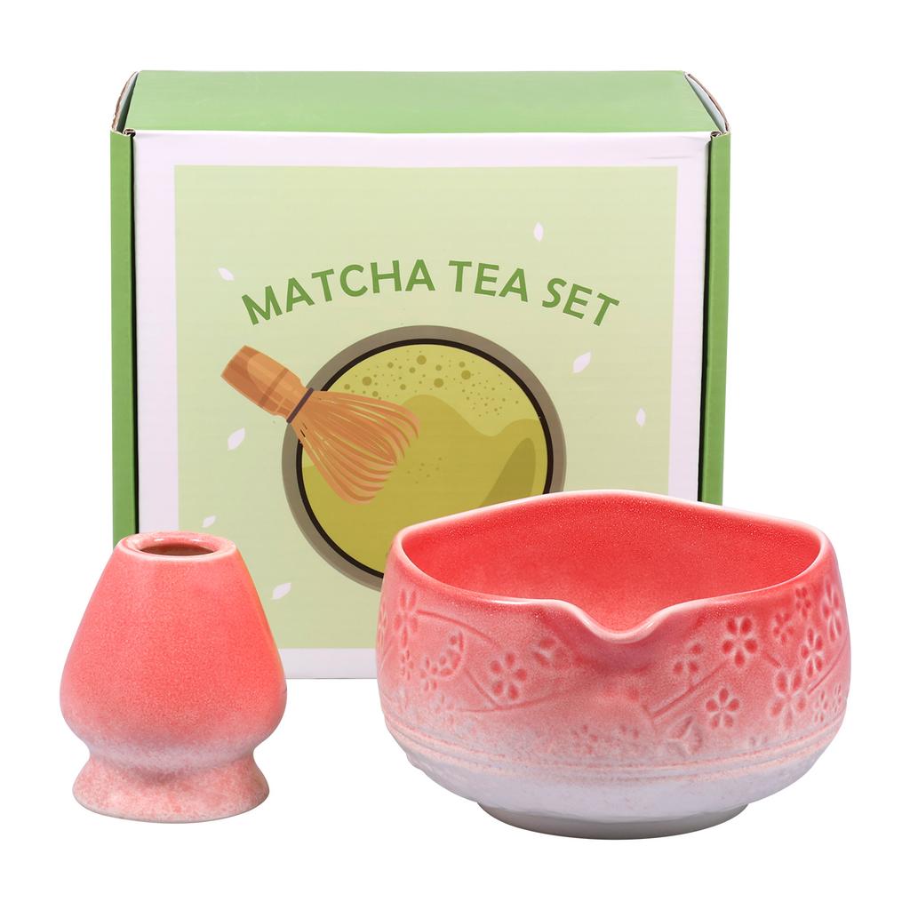 2 Pcs Japanese Matcha Tea Set Ceramic 550 ml Matcha Bowl Matcha Whisk Holders for DIY Tea Lovers Tea-making Tools Accessories