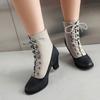 Vintage British style high-heeled tapered with Martin boots contrasting colors Hanfu Cosplay Brock leather boots short boots